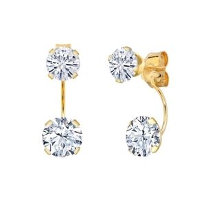 CERTIFIED 14k Yellow Gold 3ct Diamond Earrings Charles Colvard Moissanite